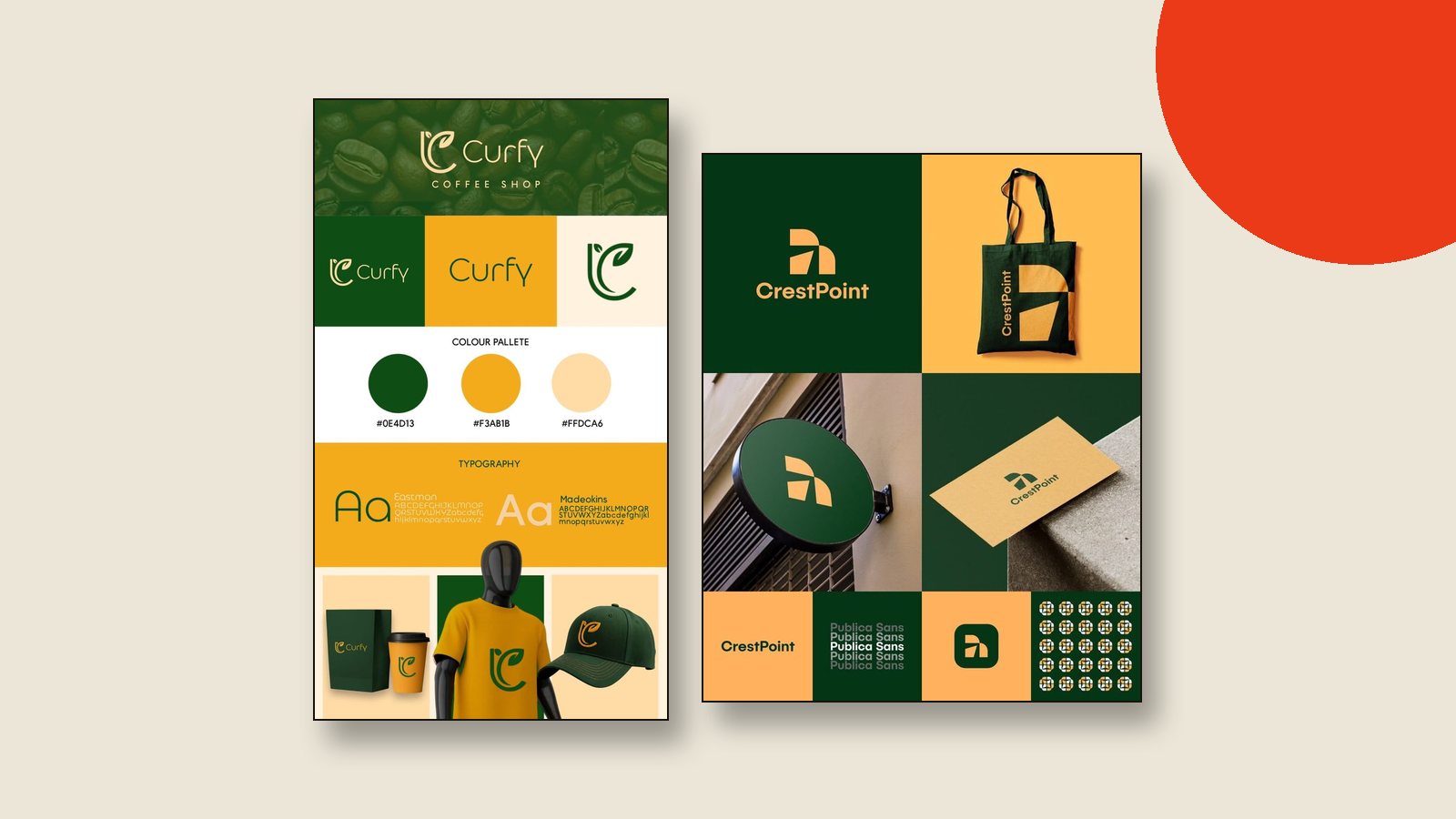 Brand identity boards with logo, colour palette and typography designed by Muhammad Shahzaib