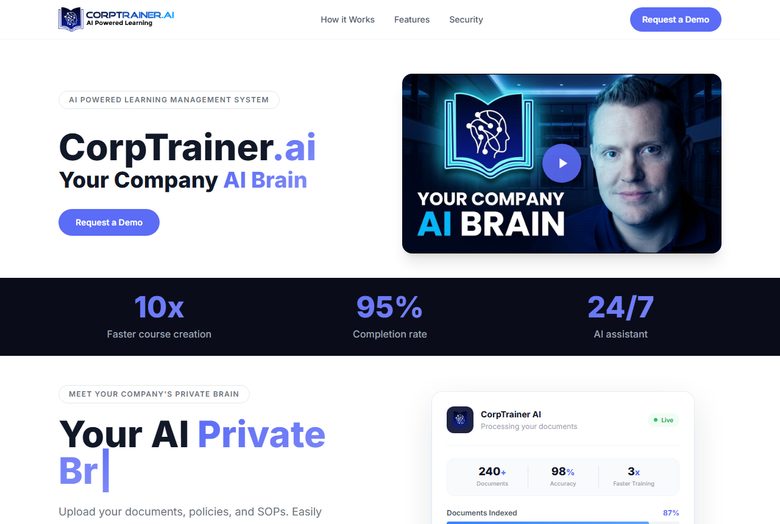 CorpTrainer AI website screenshot
